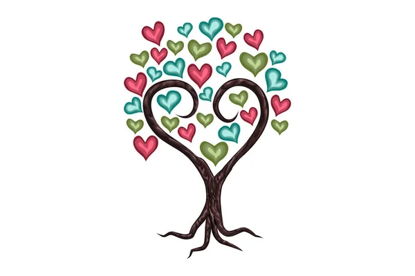 Love Tree Concept Tree Logo Vector Illustrations — Stock Vector