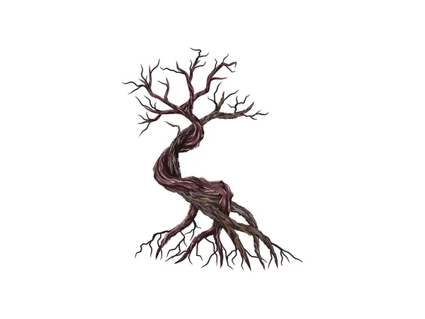 Abstrato Mão Desenho Mangue Árvore Seca Vetor Isolado Branco —  Vetores de Stock