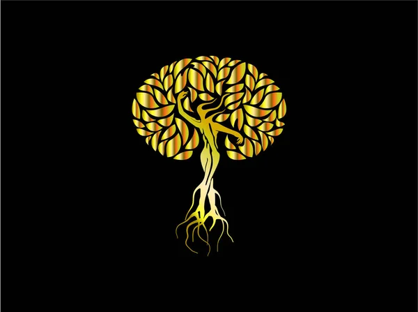 Torkad Träd Med Kvinna Logotyp Vektor Illustration — Stock vektor