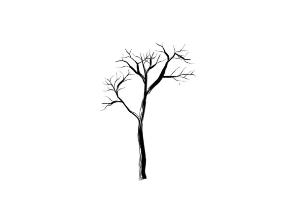 Ilustração Vetorial Árvore Morta Árvore Murcha Desenho Mão — Vetor de Stock
