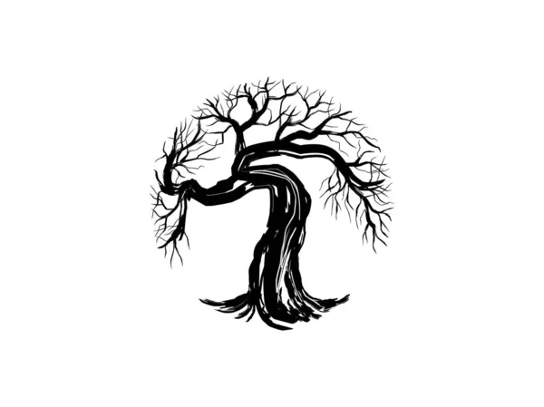 Ilustrație Vectorială Copac Mort Copac Uscat Desenul Manual — Vector de stoc