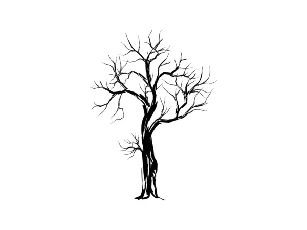 Ilustrasi Vektor Pohon Mati Gambar Tangan Pohon Kering - Stok Vektor