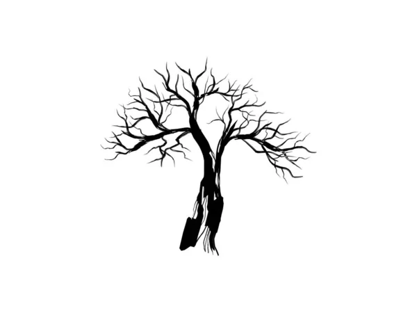 Ilustrasi Vektor Pohon Mati Gambar Tangan Pohon Kering - Stok Vektor