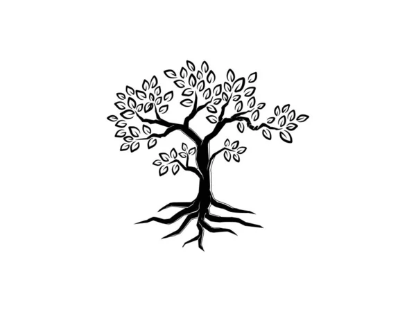 Silueta Stromu Kořenů Izolované Bílém — Stockový vektor