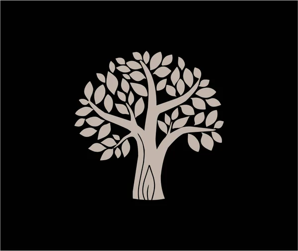 Stejar Copac Ilustrații Fundal Negru — Vector de stoc
