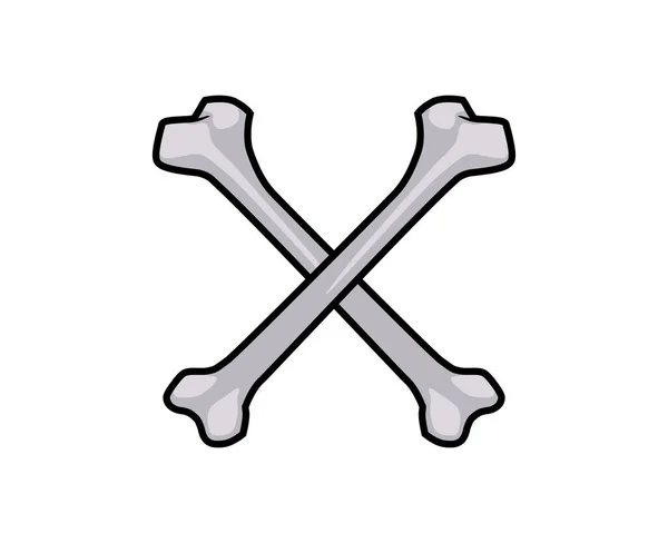 Ossa Con Vettore Icona Forma Croce Isolato Bianco — Vettoriale Stock