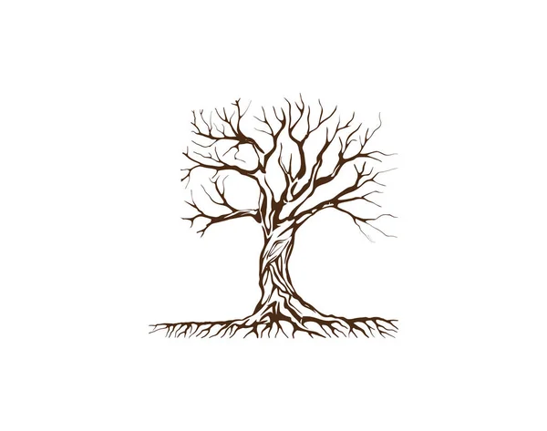 Desain Logo Pohon Abstrak Dengan Gaya Vintage - Stok Vektor