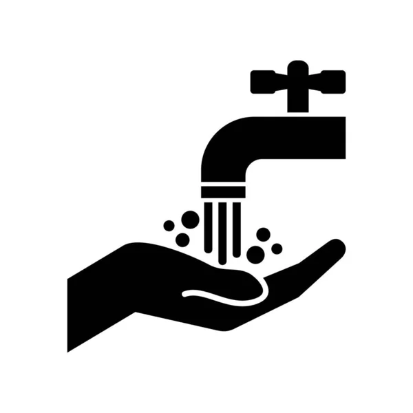 洗手图标矢量 象形文字用水龙头和肥皂洗手 以保持对细菌和病毒的清洁 — 图库矢量图片