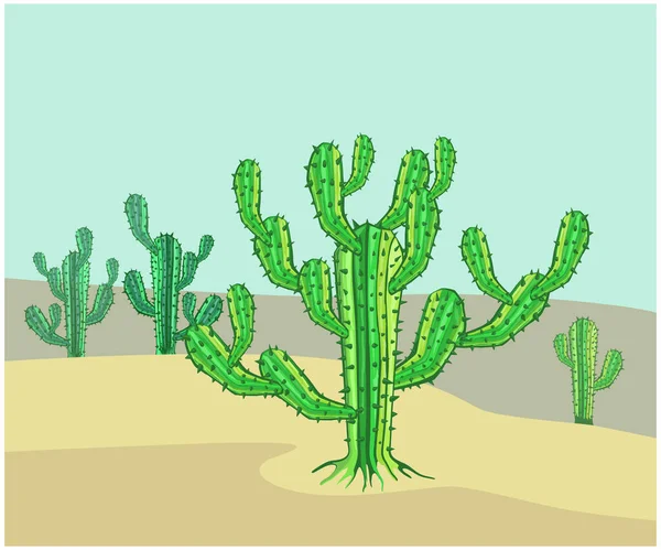 サボテンの木のベクトル図 自然設計要素 砂漠のサボテンの植物です 乾燥した暑い気候に適応した植物のようなものです — ストックベクタ
