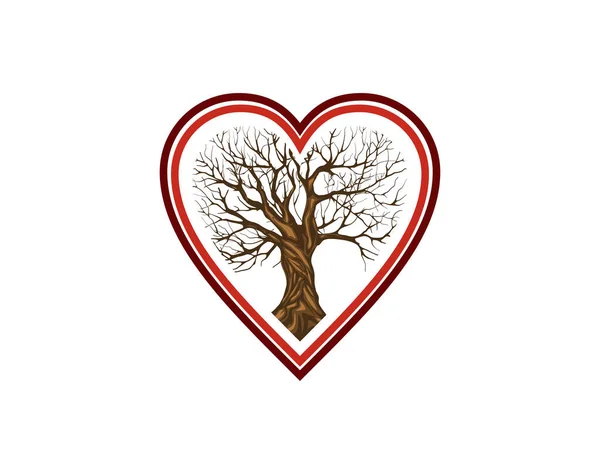 Abstrakcyjny Szablon Logo Drzewa Symbolem Serca — Wektor stockowy