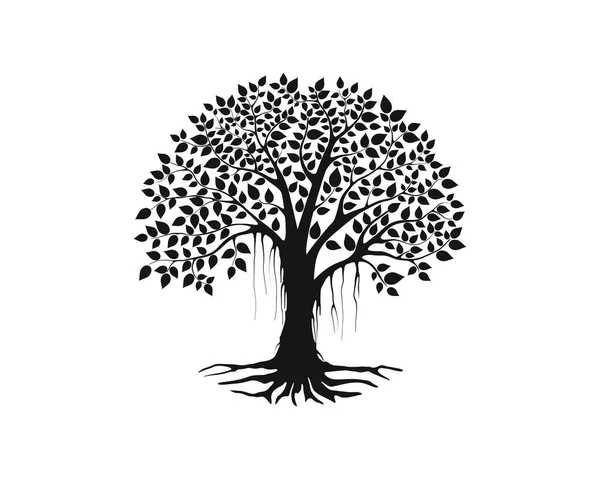Copac Viață Logo Stil Siluetă — Vector de stoc