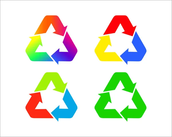 Conjunto Vibrante Colorido Reciclar Logotipo Símbolo — Vector de stock