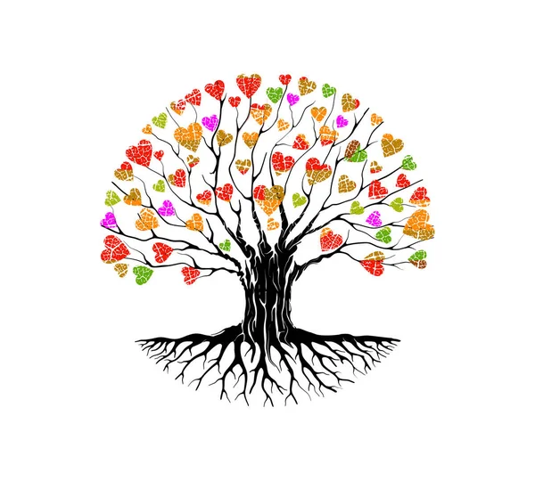 Αφηρημένη Ζωντανή Σχεδιασμό Λογότυπο Δέντρο Κυκλικό Δέντρο Φύλλα Σχήμα Σύμβολο — Διανυσματικό Αρχείο