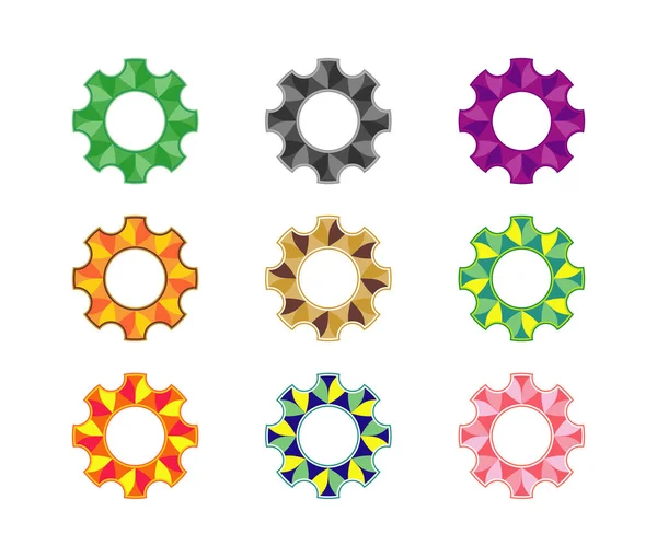 Lebendige Und Farbenfrohe Getriebevektoren Gestaltungselemente Für Industrielle Logos — Stockvektor