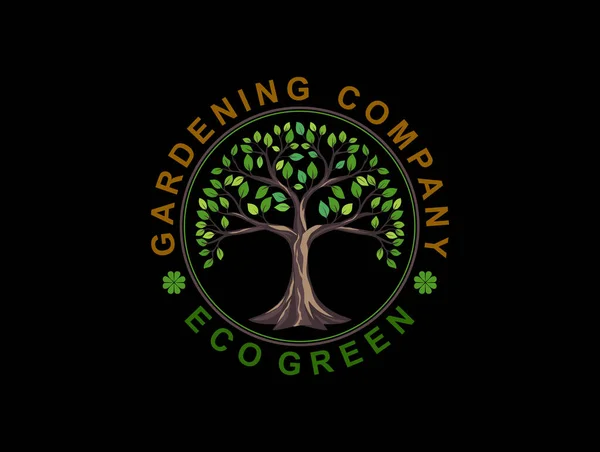 Σήμα Δέντρο Λογότυπο Κυκλικό Πλαίσιο — Διανυσματικό Αρχείο