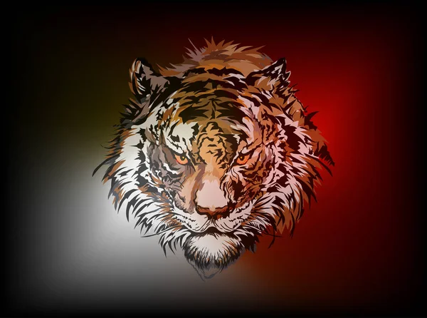 Tiger Cara Ilustración Arte Con Fondo Colorido — Vector de stock