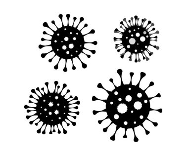 Bir dizi bakteri, virüs, bakteri, virüs, bakteri. vektör illüstrasyonu. 