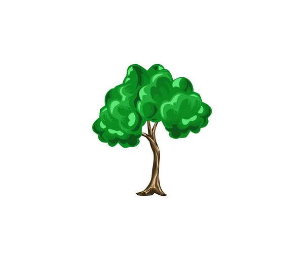 Tecknad Träd Ikon Isolerad Vit Bakgrund — Stock vektor