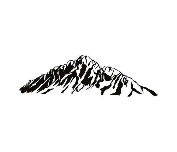 Gunung Siluet Vektor Hitam Dan Putih - Stok Vektor