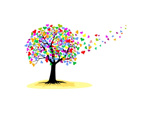 Árvore Forma Coração Colorido — Vetor de Stock