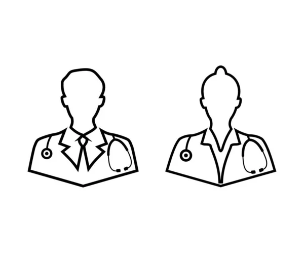 医生线图标 医生和医生病媒图标分离的白色背景 为网站和应用程序勾勒样式图标 第1股 — 图库矢量图片