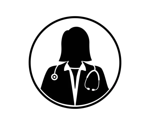 Médico Mujer Silueta Icono — Archivo Imágenes Vectoriales