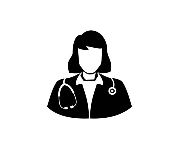 医師女性のシルエットアイコンシンプルなスタイル — ストックベクタ