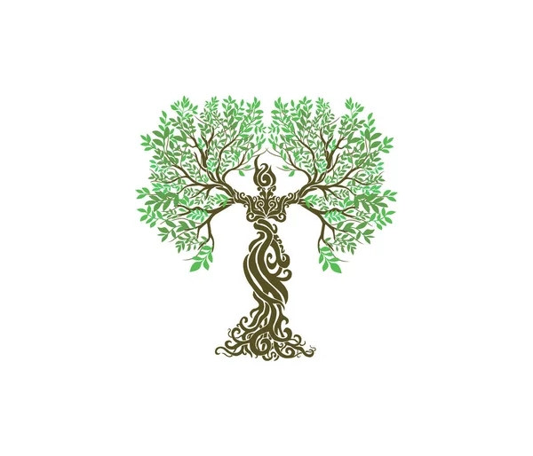 Ręcznie Rysowane Drzewo Liśćmi — Wektor stockowy