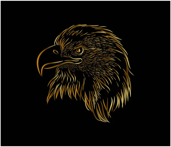 Aquila Uccello Oro Con Ali Illustrazione Vettoriale — Vettoriale Stock