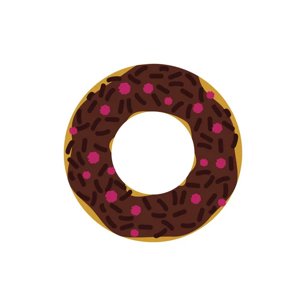 Donut Avec Saupoudrer Icône Isolée Design Illustration Vectorielle — Image vectorielle