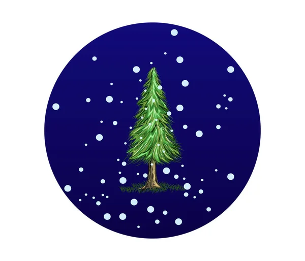 Christmas Fir Tree Snow — Stock Vector