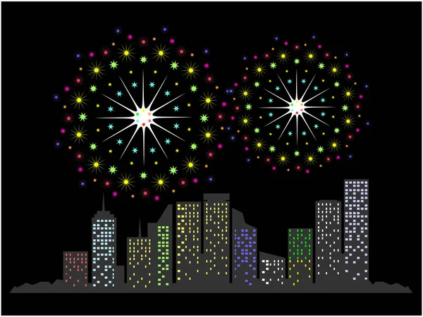 Fireworks Night Sky — Stock Vector