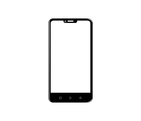Черный Телефон Черным Экраном Изолирован Белом — стоковый вектор