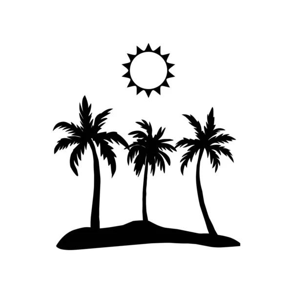 Bannière Icône Île Palmiers Stylisés Illustration Vectorielle — Image vectorielle
