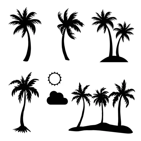 Palmiye Ağaçları Simgesi Vektörü Beyaz Üzerine Izole — Stok Vektör