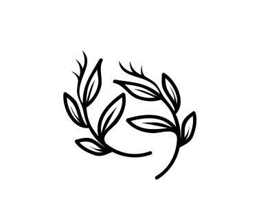 Şekillendirilmiş çiçek dalları simge afişi, vektör illüstrasyonu 