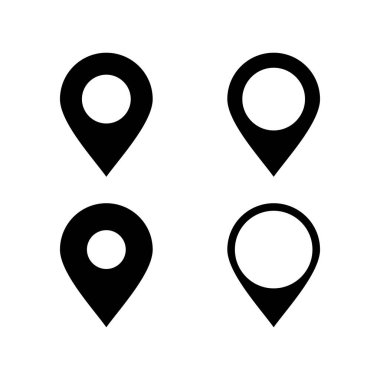 Harita imleç simgesi seti. Harita işaretleyici vektör illüstrasyonuName 