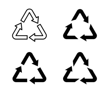 Geri dönüşüm simgeleri ayarlandı, vektör illüstrasyonu 