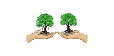 ağaç simgesi vektör illüstrasyonunu ayarladı  