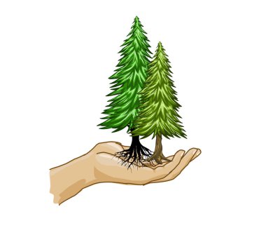 ağaç simgesi vektör illüstrasyonunu ayarladı  