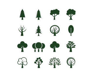 ağaç simgesi vektör illüstrasyonunu ayarladı  