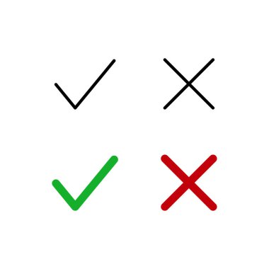 İşaret simgesi ayarlandı. Çapraz işaret simgesi. vektör simgesi. 