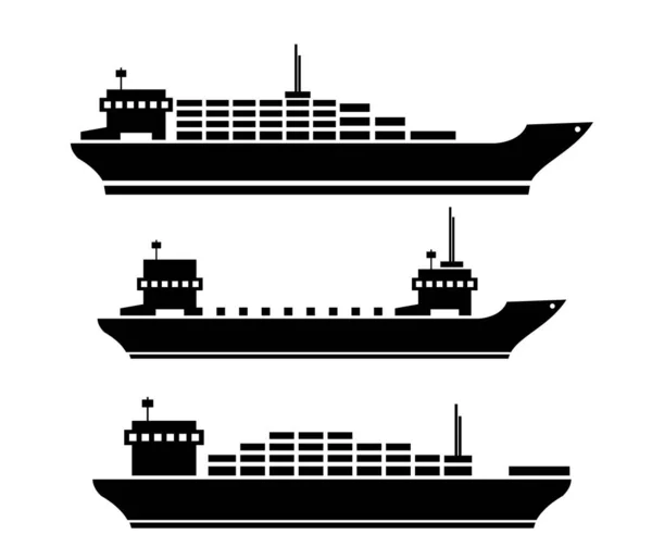 Στυλιζαρισμένα Εικονίδια Πλοίων Που Banner Διανυσματική Απεικόνιση — Διανυσματικό Αρχείο