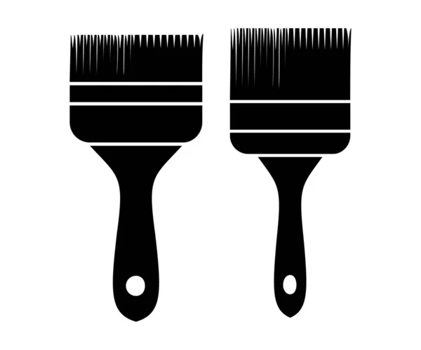 black paint brush isolated on white background 
