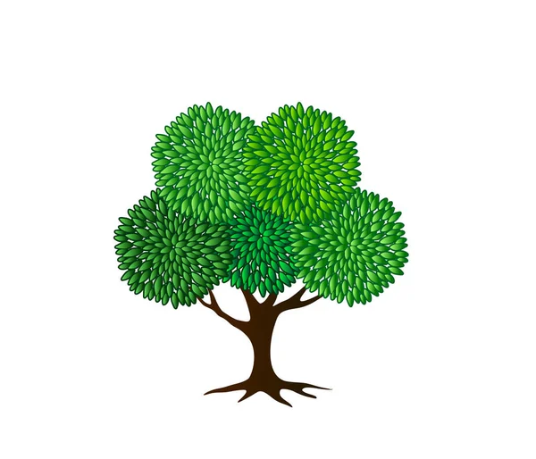 Drzewo Liśćmi Białym Tle — Wektor stockowy