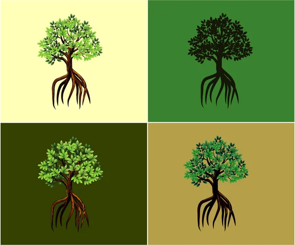 Bannière Arbre Mangrove Illustration Vectorielle — Image vectorielle
