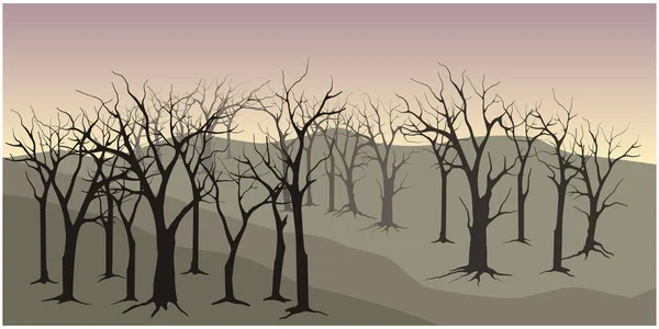 Силует Дерева Мертвими Гілками — стоковий вектор