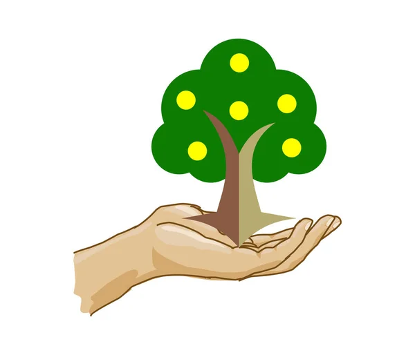 Tree Hand Yellow — Stock Vector