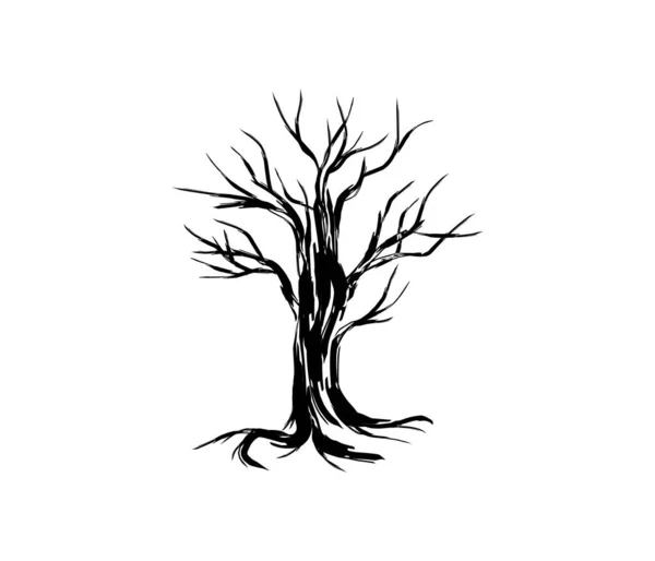 黒い木のシルエット 白い背景に独立したベクトル図 — ストックベクタ