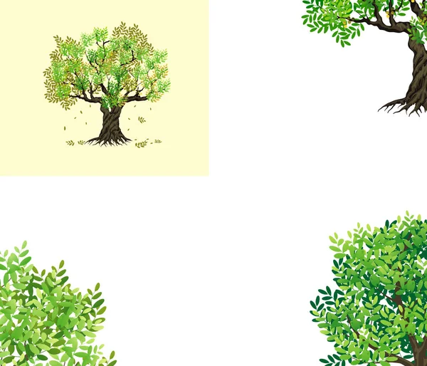Векторная Иллюстрация Наборов Деревьев — стоковый вектор